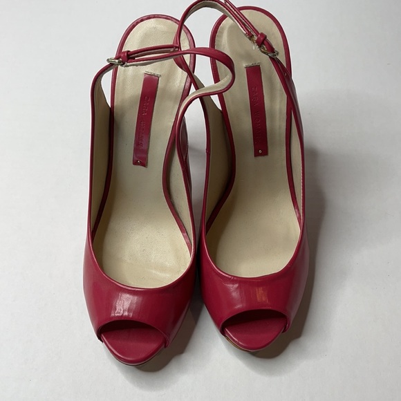 Zara Woman’s peep toe Red/pink heels. Size39 - Picture 6 of 8